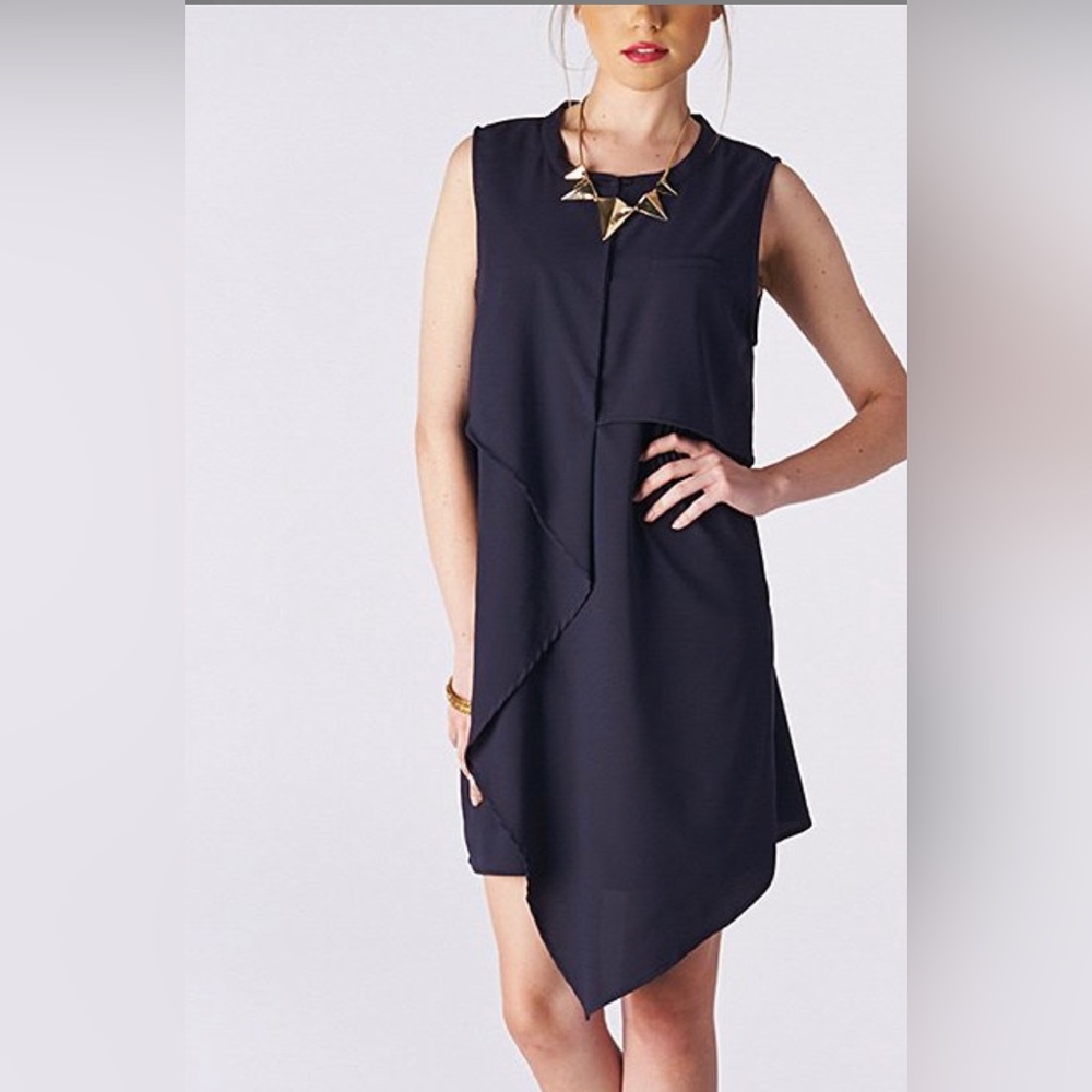 Miilla Navy mandarin collar shift dress